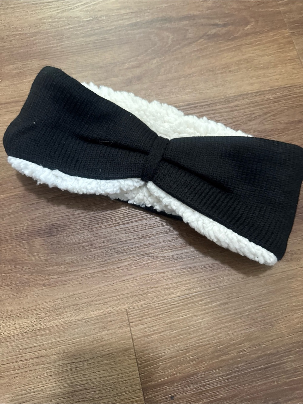 Cozy BearPaw Black Ear Warmer Head Wrap Band Faux Fleece Lined
